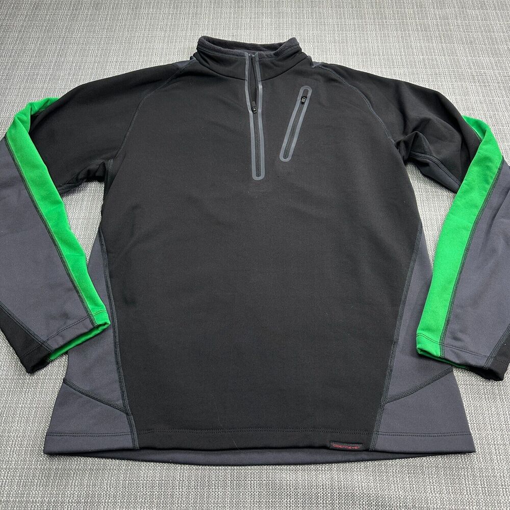 Obermeyer Quarter Zip Top Mens Medium Performance Base Layer Black‎ Green Ski